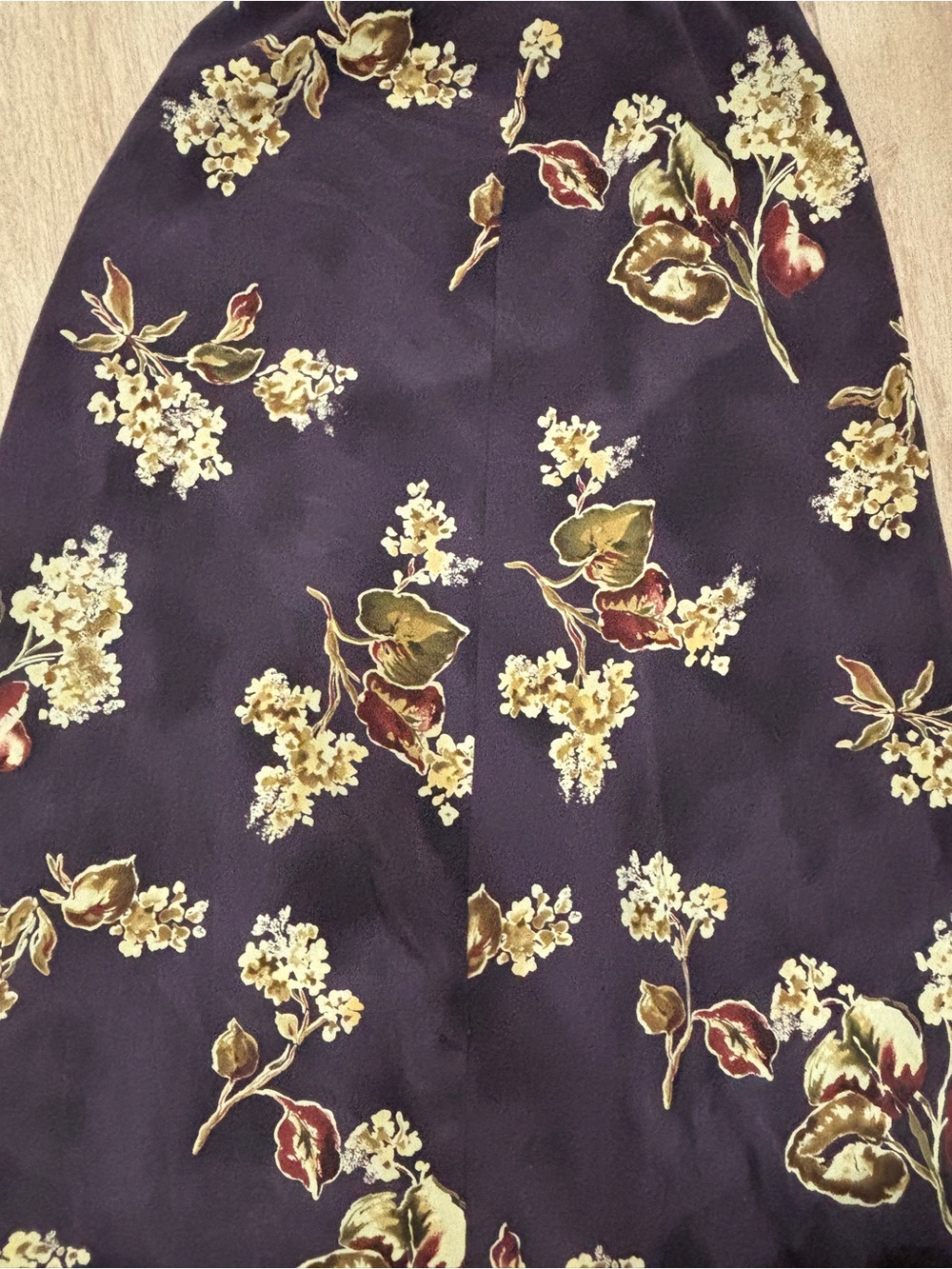 Maggie Lawrence Floral Midi Skirt in Navy with Cream & Olive Accents